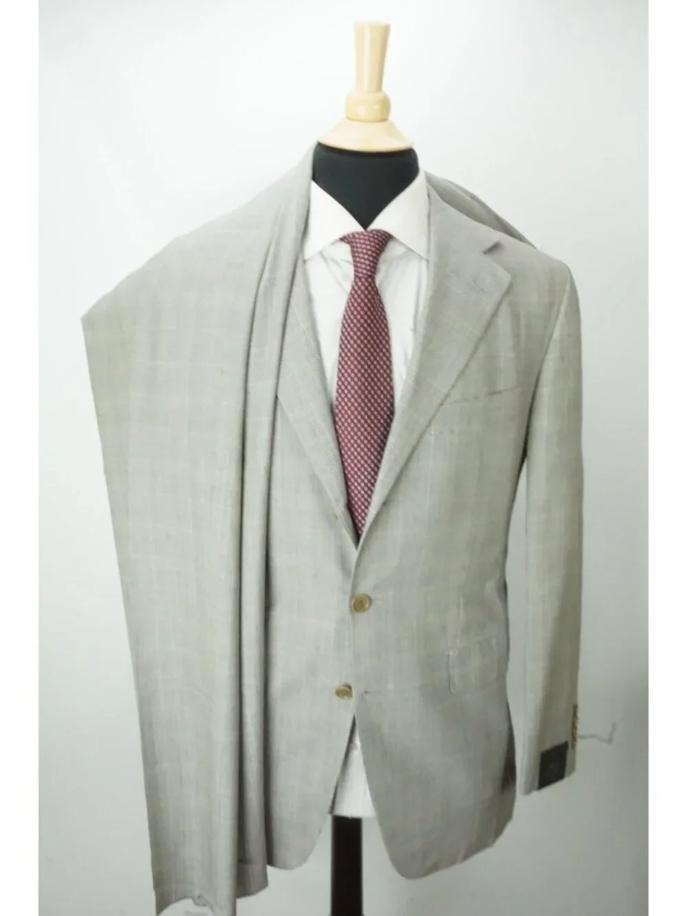 Sartoria Partenopea Gray Plaid Wool 2 Pc Suit Jacket Pants Sz 50 EU BRAND NEW